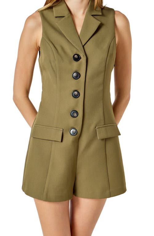 Endless Rose Single Breasted Vest Romper In Green