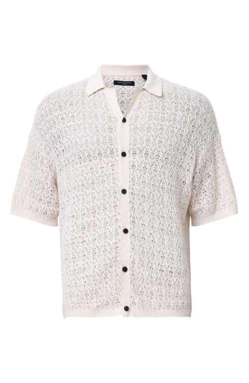 Allsaints Loire Short Sleeve Open Knit Cardigan In Ecru White