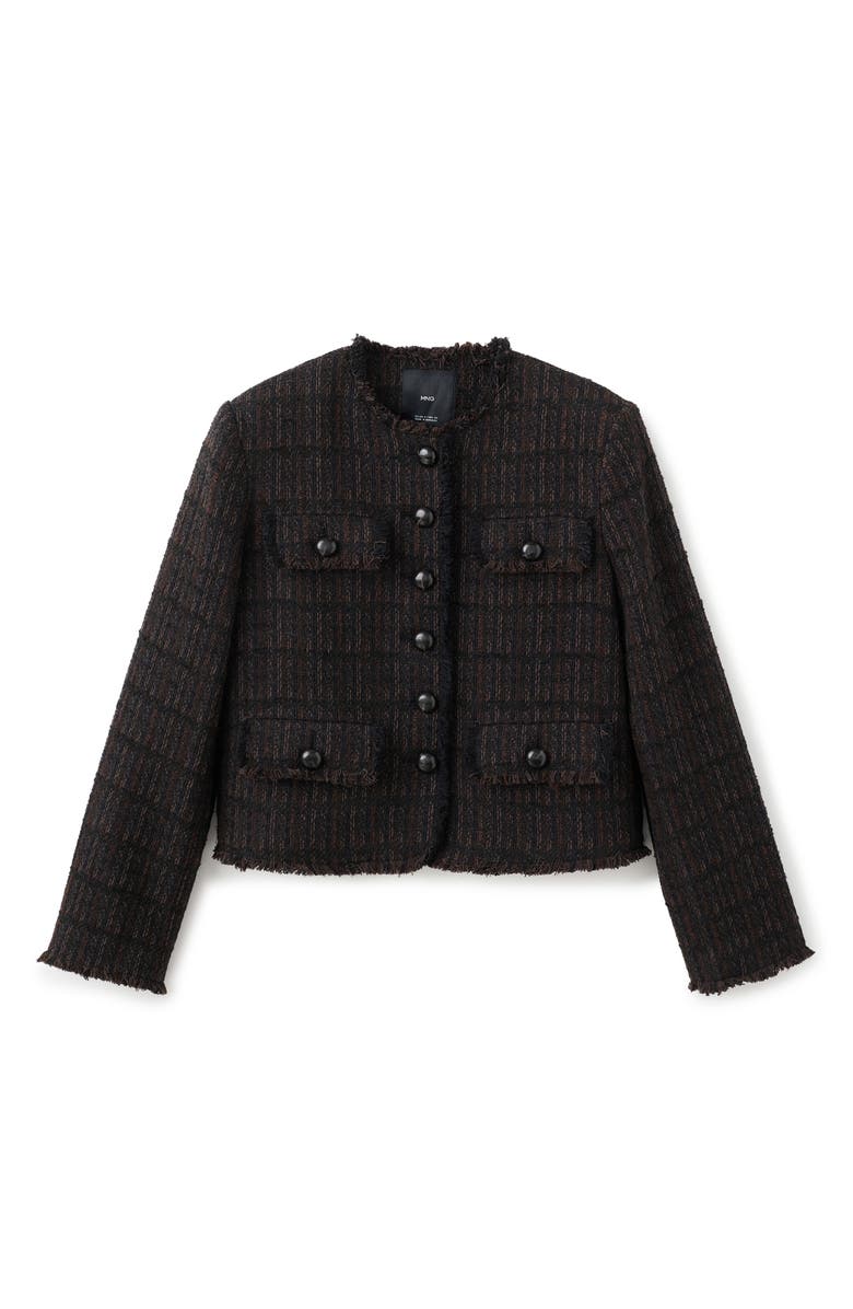 MANGO Pocket Tweed Jacket, Alternate, color, Chocolate