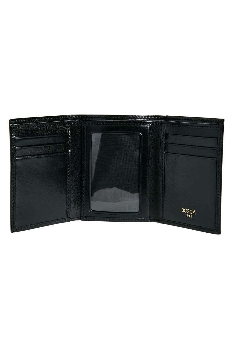 Old Leather Double ID Trifold Wallet, Alternate, color, BLACK