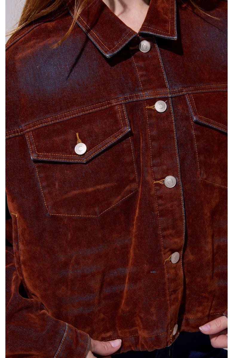 AZALEA WANG Sampson Velvet Denim Jacket, Alternate, color, Burnt Orange