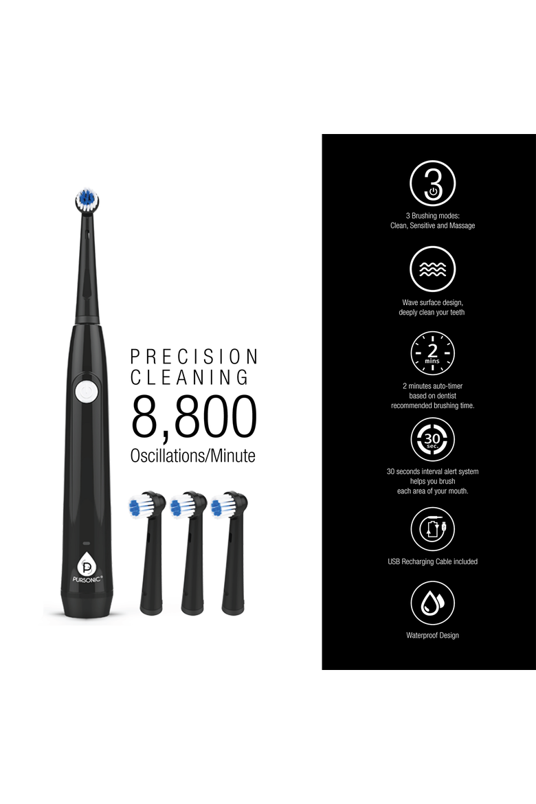 USB Rechargeable Rotary Toothbrush, Alternate, color, BLACK