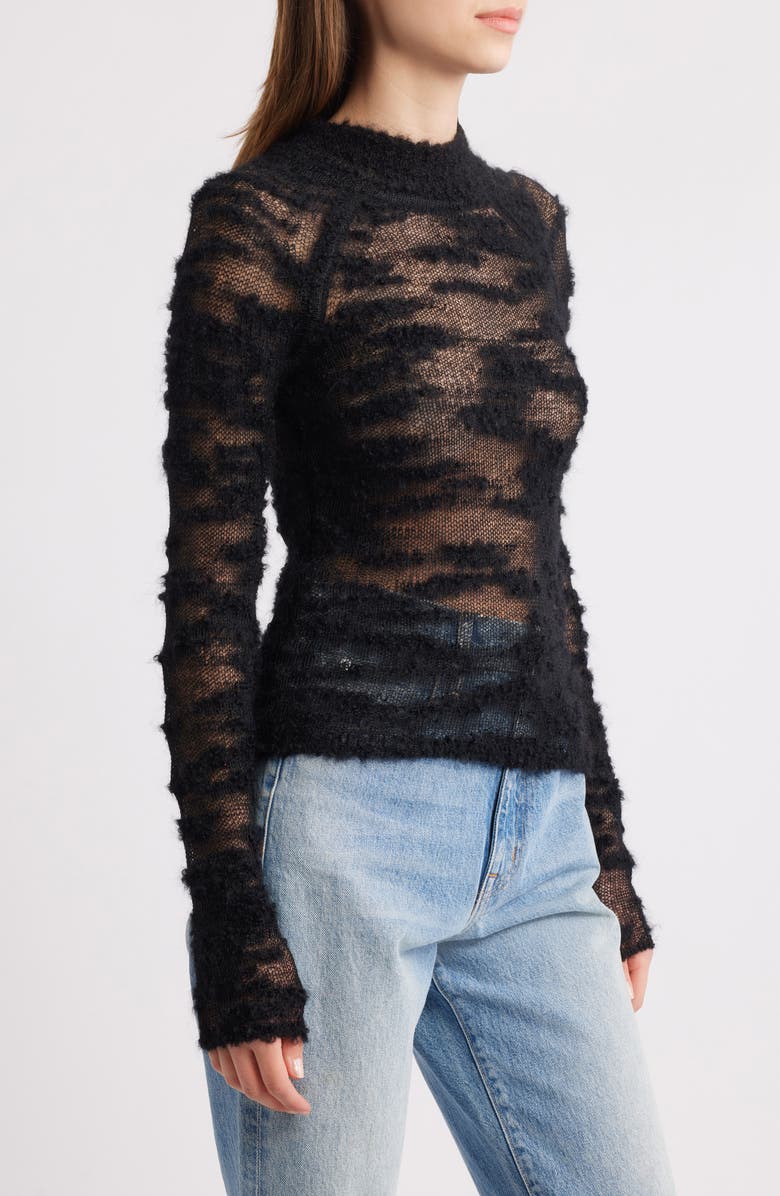 Cult Gaia Sima Mock Neck Sweater, Alternate, color, Black