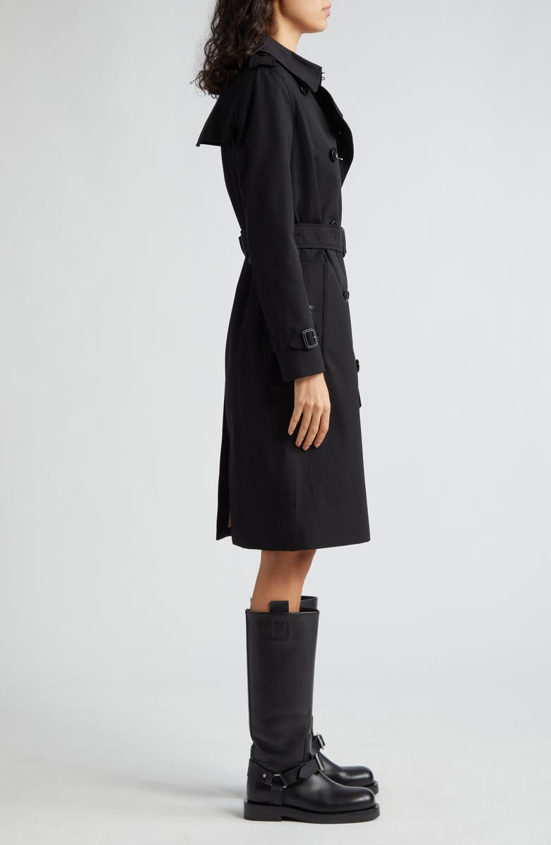 Burberry Kensington Heritage Mid Length Trench Coat, Alternate, color, Black