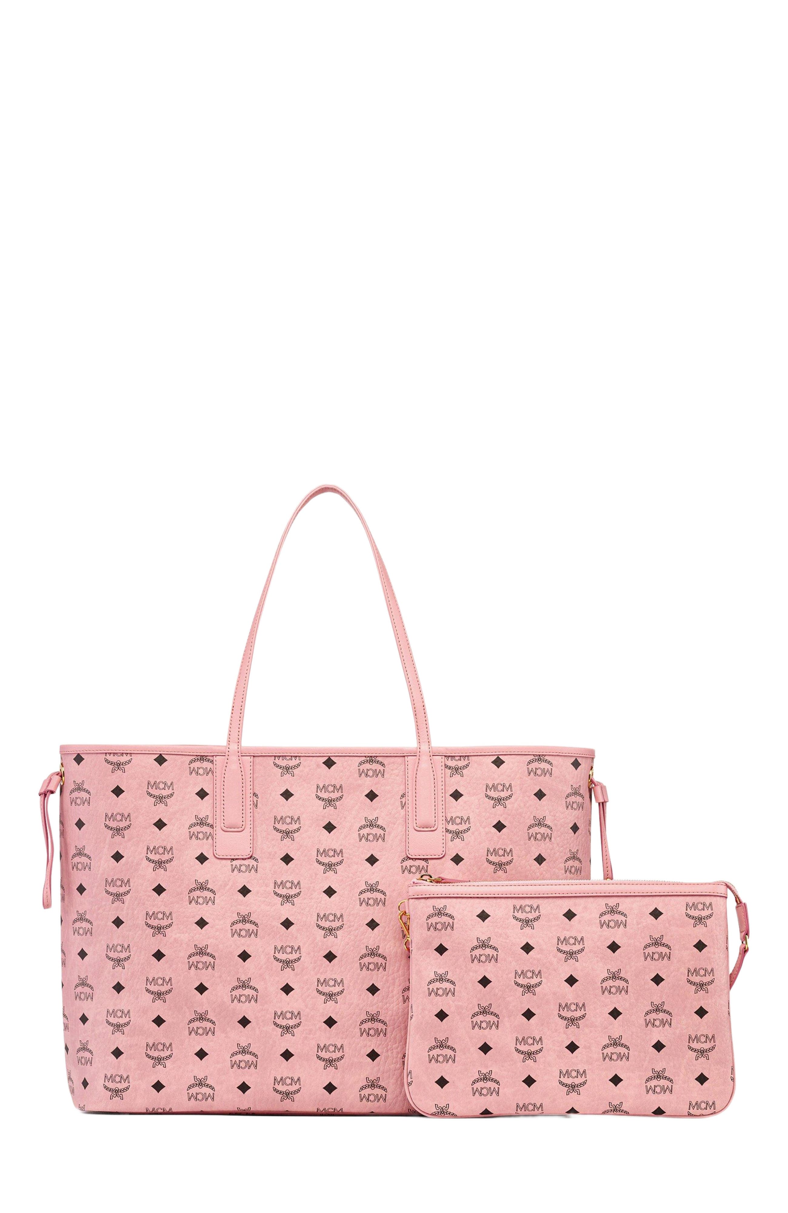 MCM Large Liz Shopper in Visetos, Alternate, color, Pink
