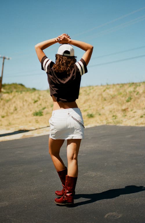 Brixton Essex Painter Denim Miniskirt In Egret White