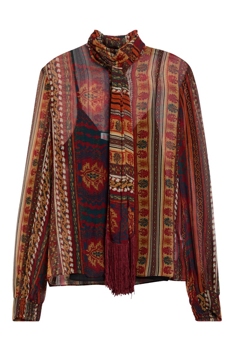 Garcele Silk Blouse, Main, color, TAPETO BORDERS TITIAN RED