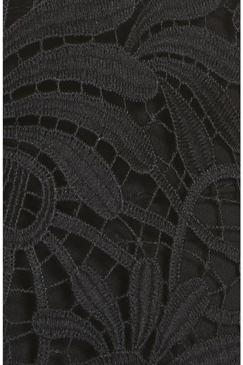 Beaded Yoke Lace Handkerchief Hem Top, Alternate, color, BLACK