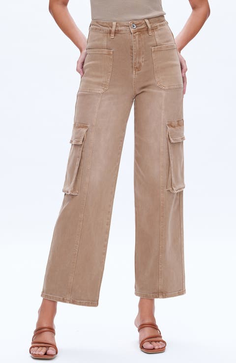 High Waist Wide Leg Cargo Jeans