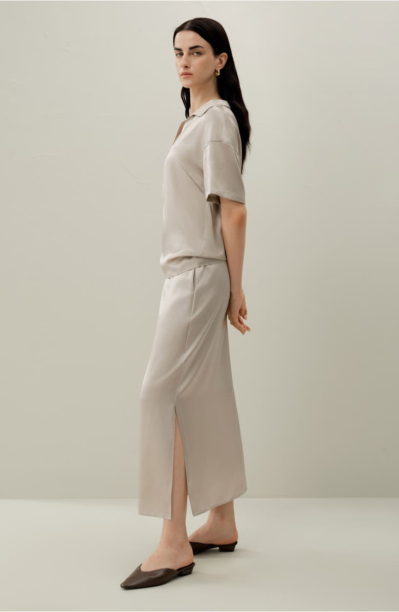 Lilysilk Washable Silk Charmeuse Pull-on Skirt, Alternate, color, Silvergray