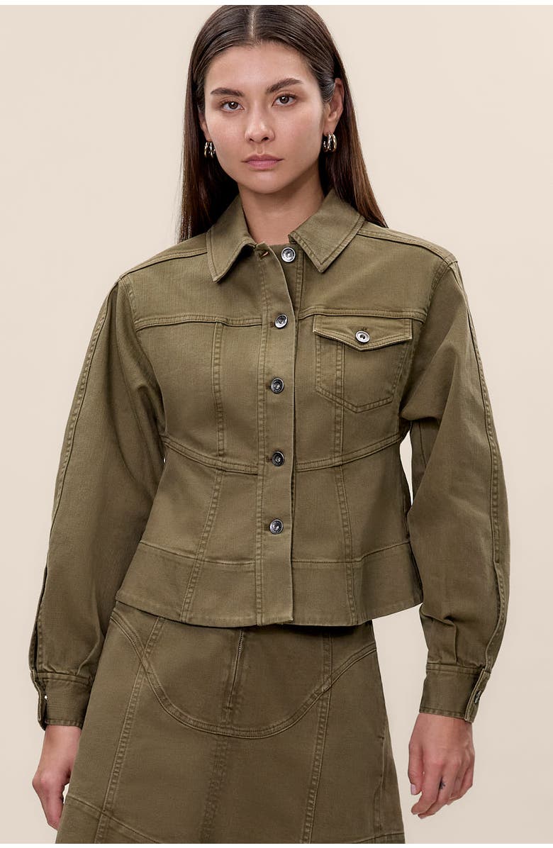 Rebecca Taylor Carmen Garment Dyed Jacket, Main, color, Olive