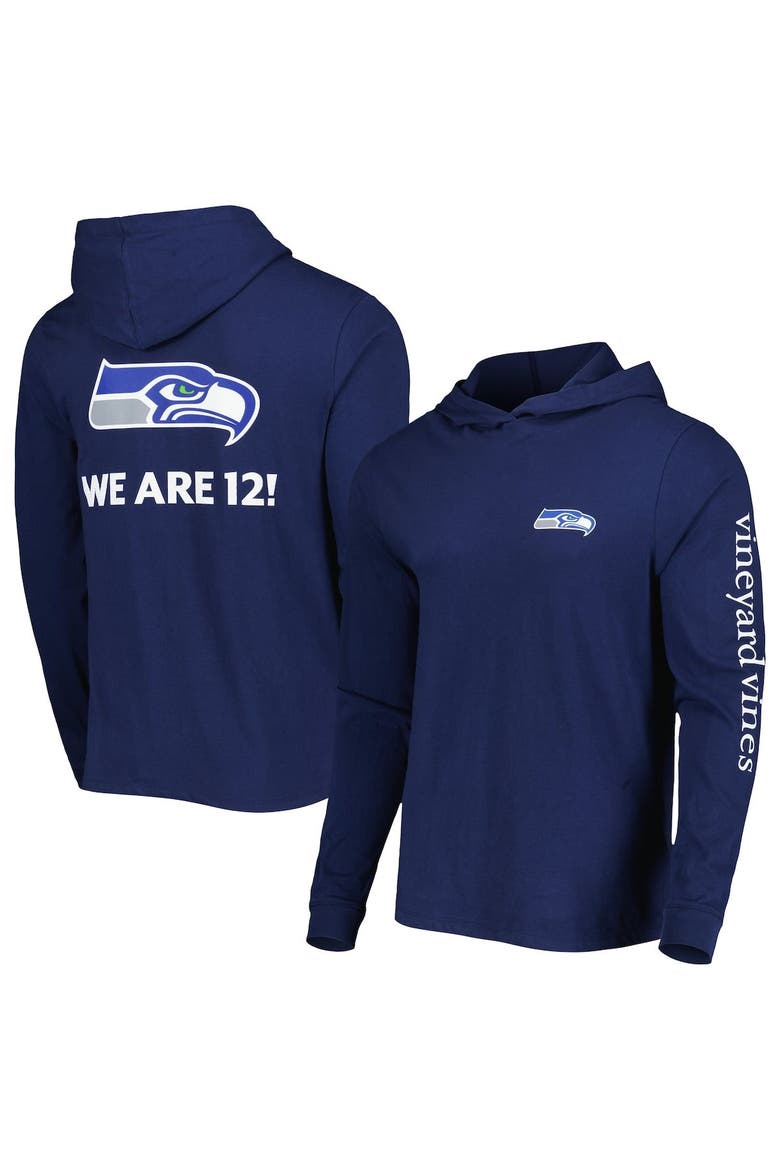 Men's Vineyard Vines College Navy Seattle Seahawks Local Long Sleeve Hoodie T-Shirt, Main, color, Navy