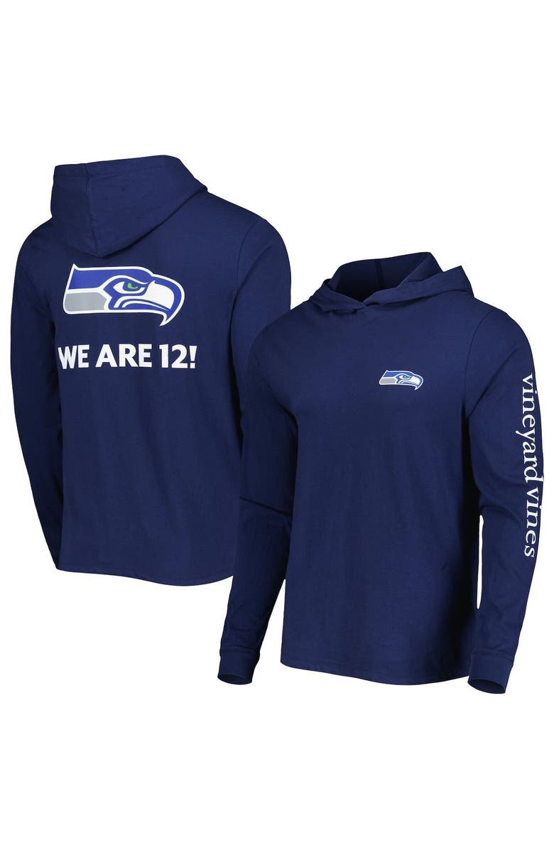 vineyard vines Men's Vineyard Vines College Navy Seattle Seahawks Local Long Sleeve Hoodie T-Shirt, Main, color, Navy