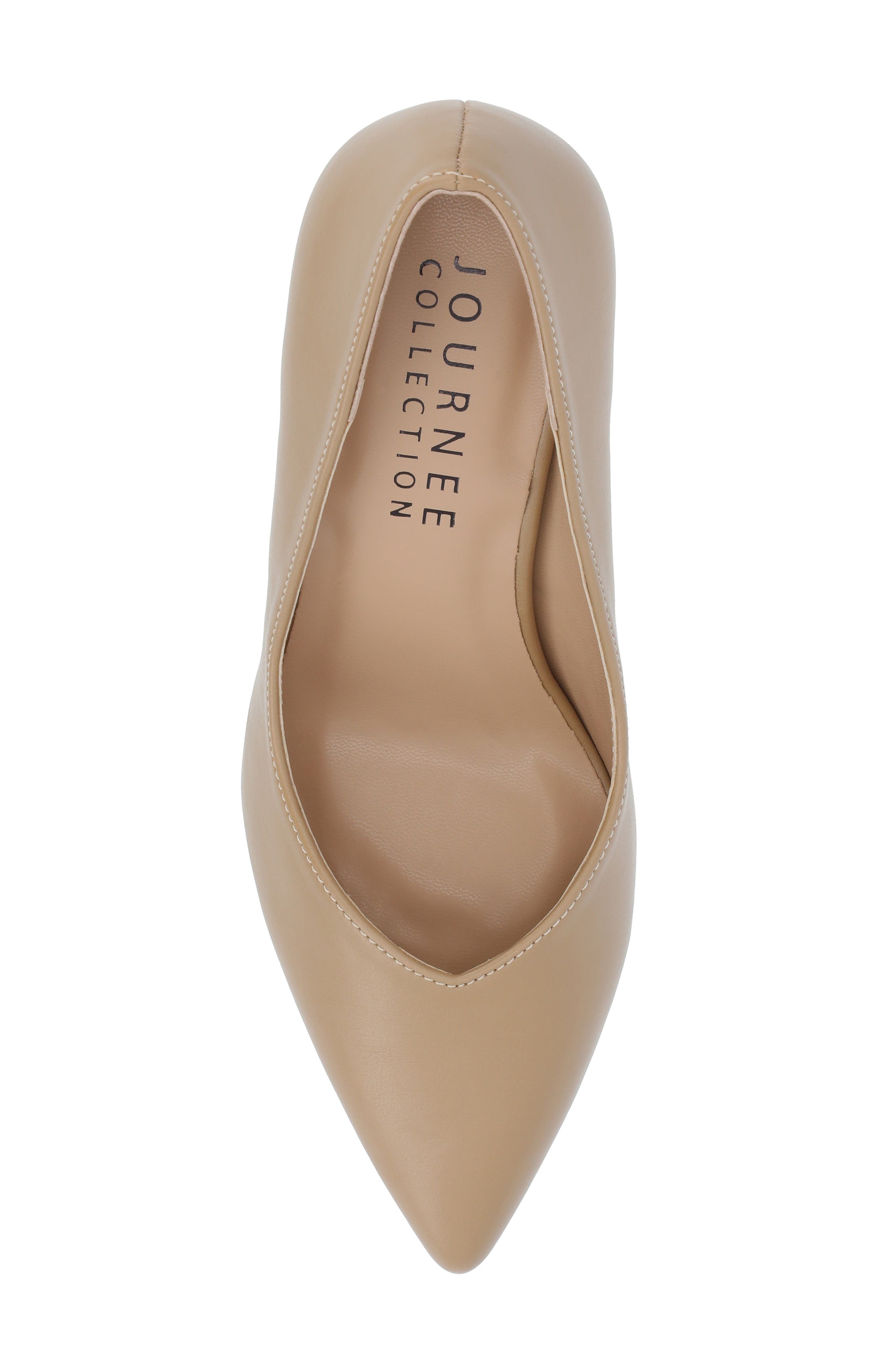 Journee Collection Simonne SuperNatural Shades Block Heel Pointed Toe Pump - Wide Width, Alternate, color, Honey