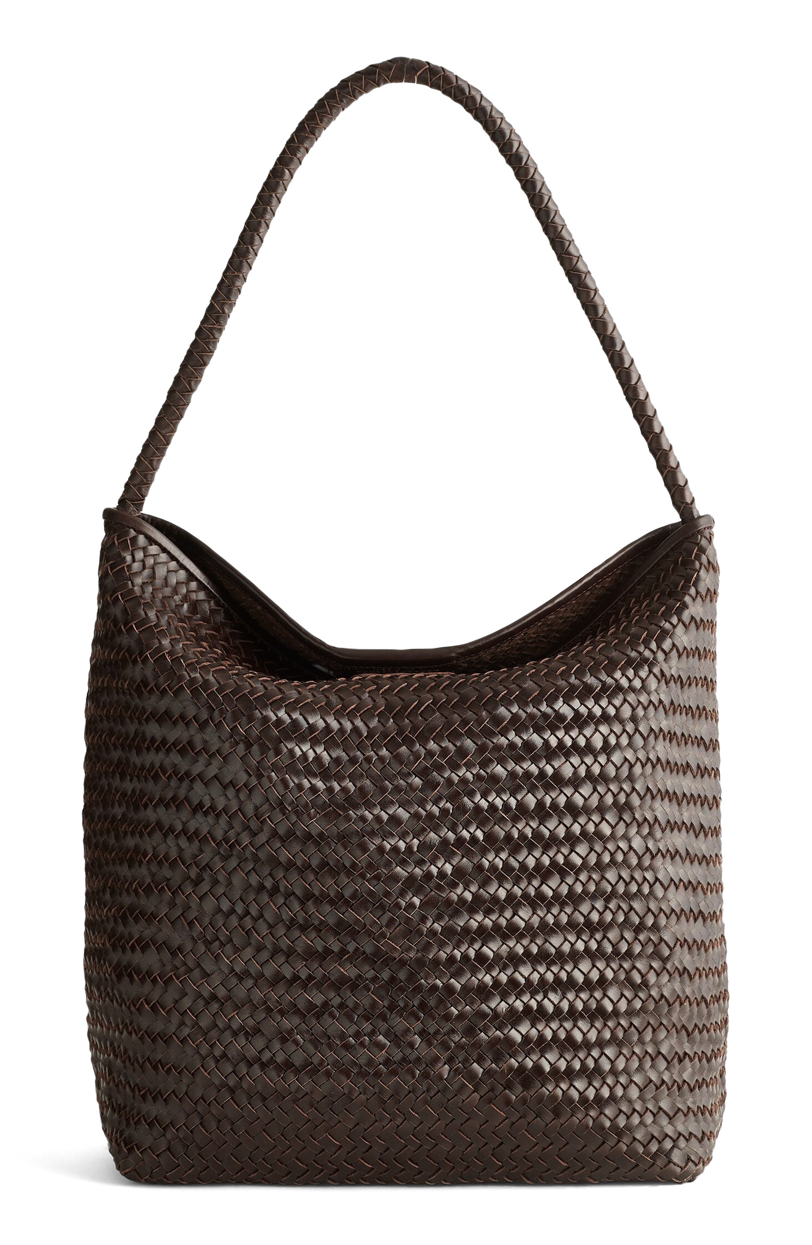 Madewell The Signature Woven Collection Bucket Bag, Main, color, Coffee Bean