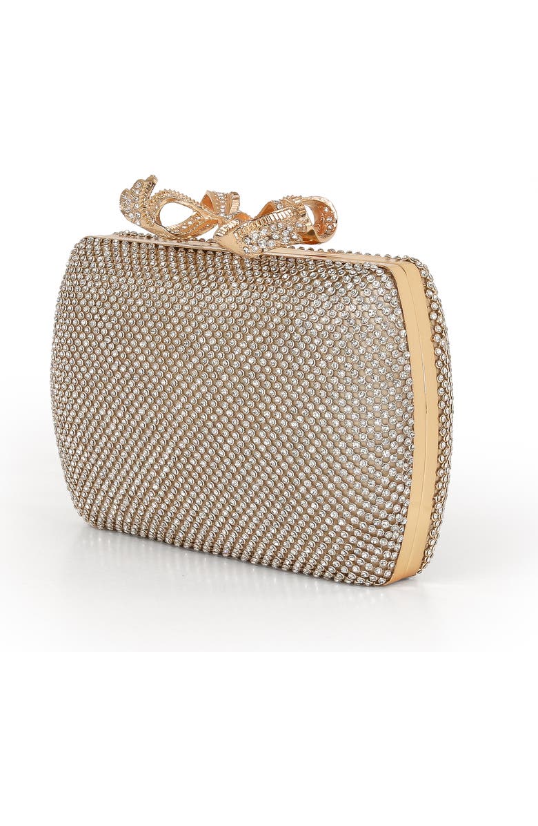 Jewel Badgley Mischka Cassia Crystal Minaudiere w. Bow Clasp, Alternate, color, Gold