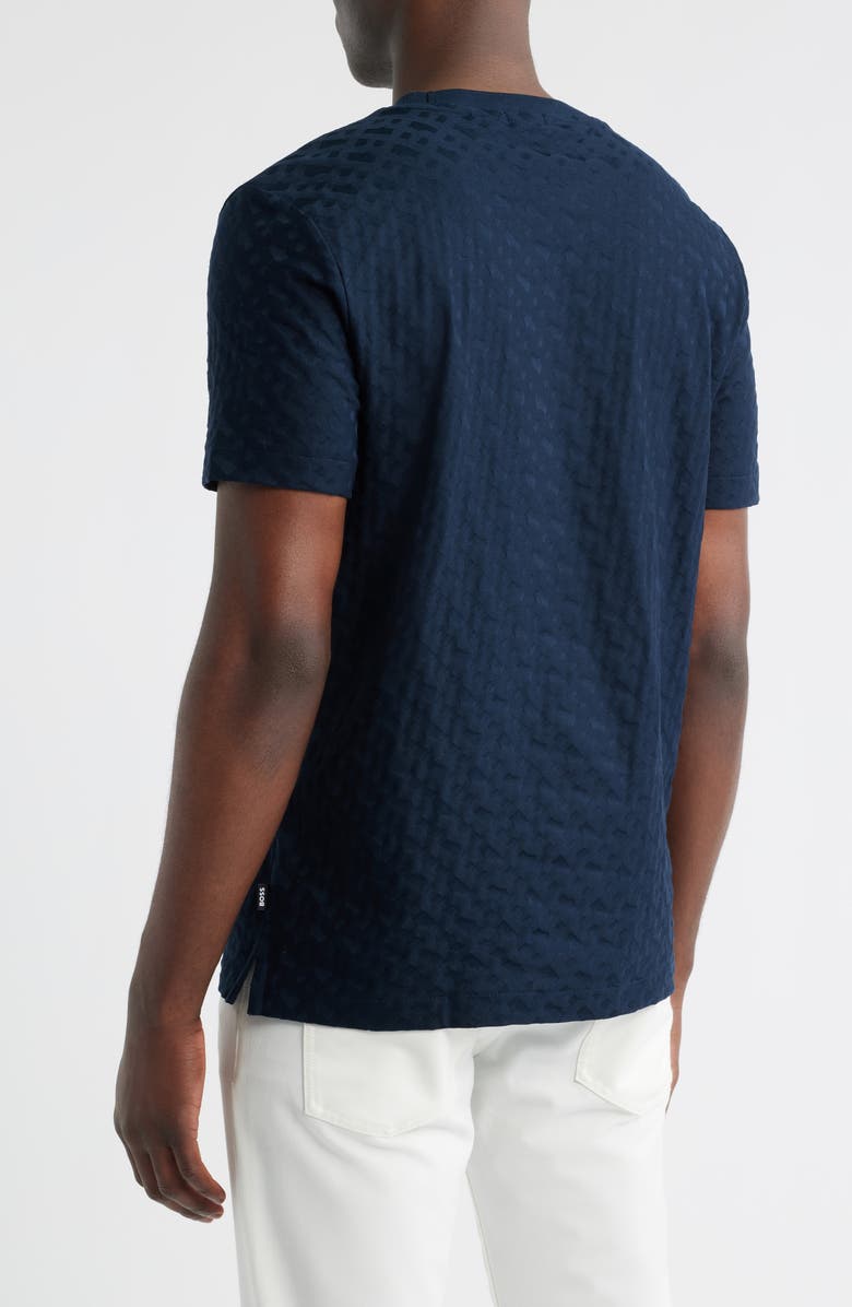 BOSS Thompson Logo Jacquard Cotton T-Shirt, Alternate, color, Dark Blue