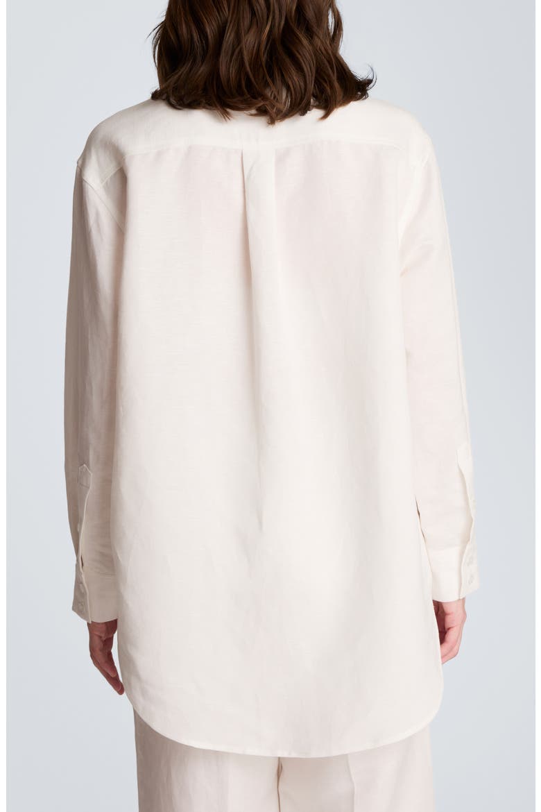 Long Linen Blend Button-Up Shirt, Alternate, color, PURE WHITE