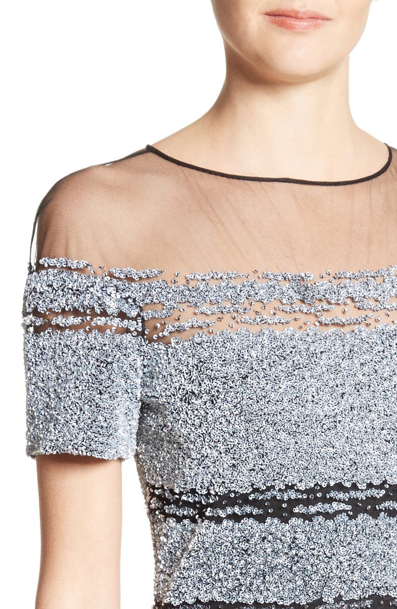 Pamella Roland Signature Sequin Cocktail Dress, Alternate, color, 