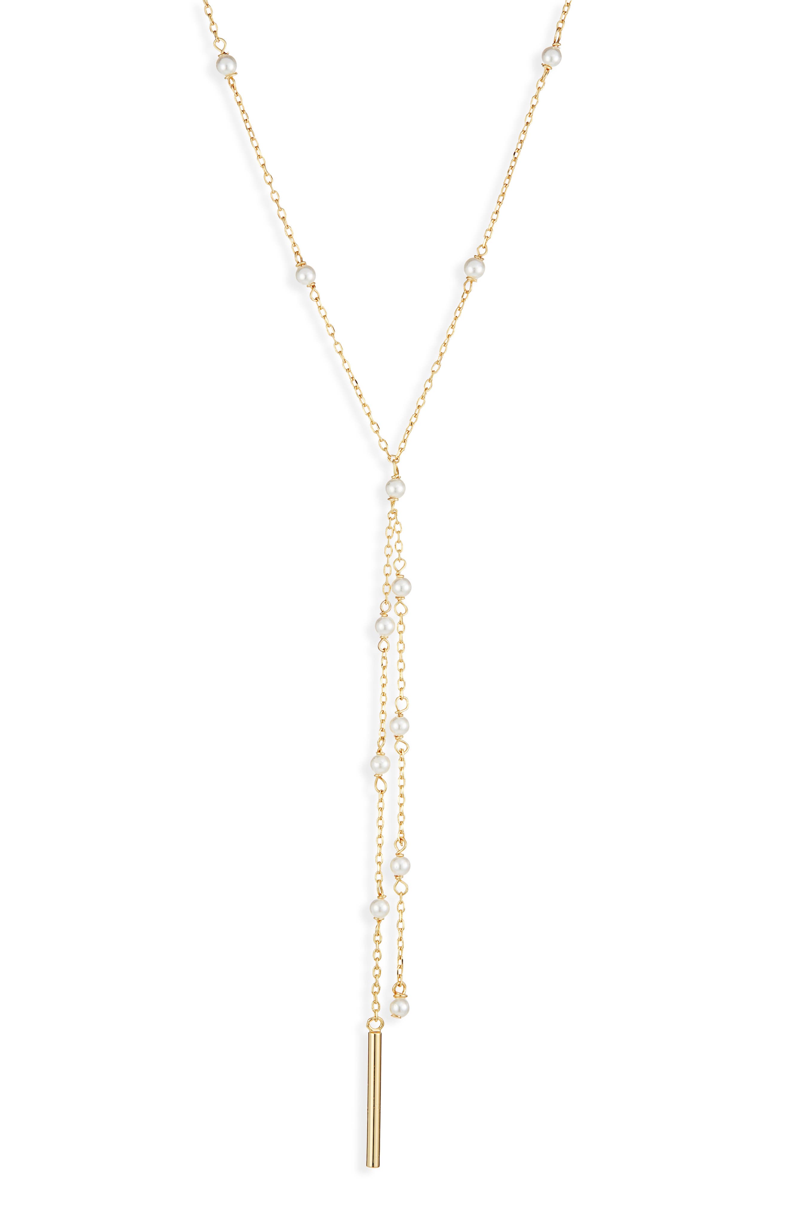 Nordstrom Faux Pearl Station Demi Fine Y-Necklace
