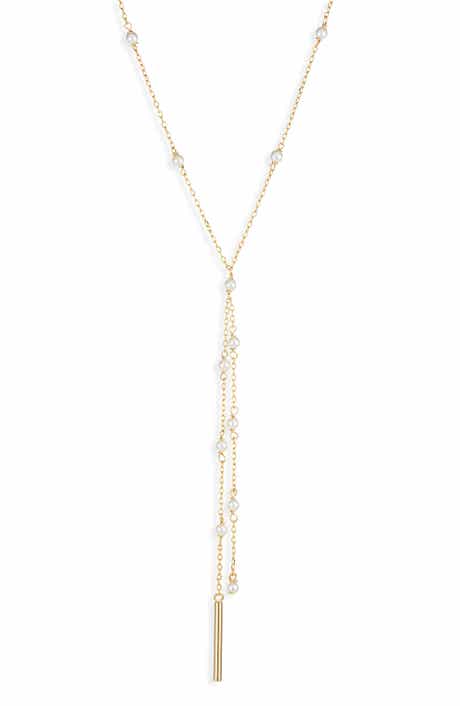 Nordstrom Faux Pearl Station Demi Fine Y-Necklace