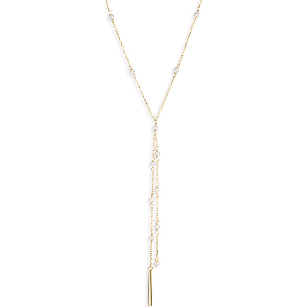 Nordstrom Faux Pearl Station Demi Fine Y-necklace In Gold