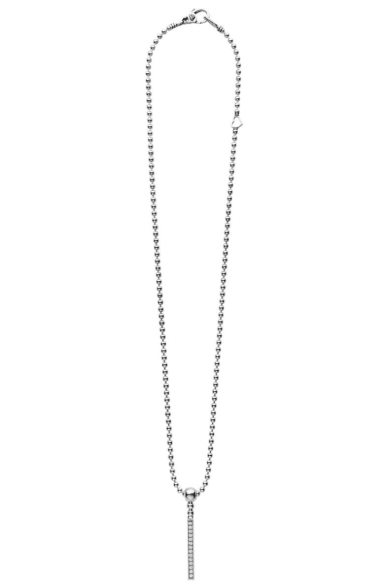 LAGOS Caviar Spark Diamond Bar Pendant Necklace, Alternate, color, Silver/ Diamond
