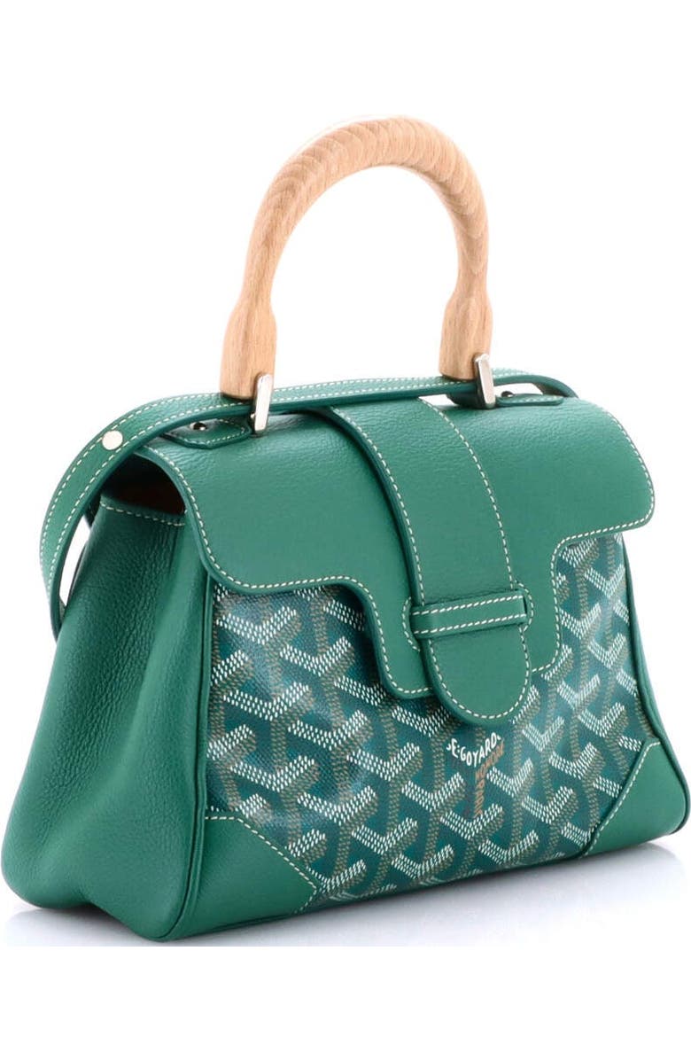 Pre-Owned Goyard Saigon Top Handle Bag Coated Canvas with Leather Mini, Alternate, color, Green