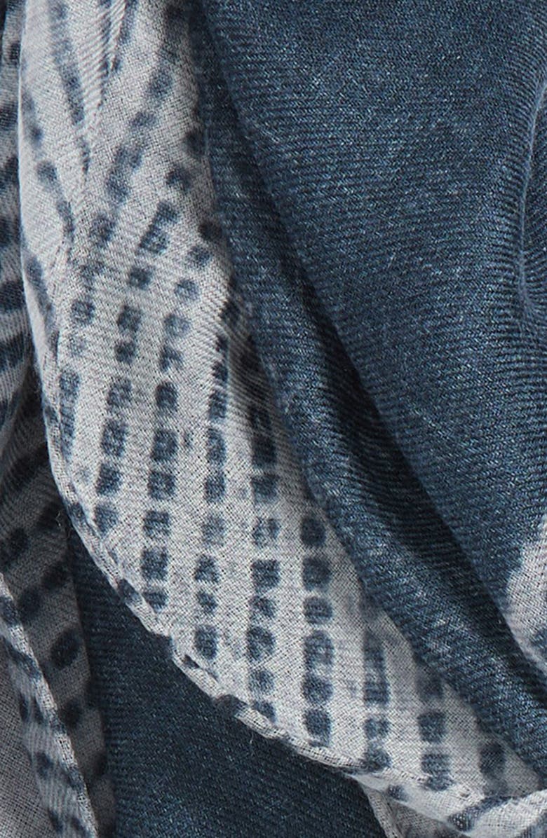 Akris Zigzag Cashmere Scarf, Alternate, color, Denim Blue