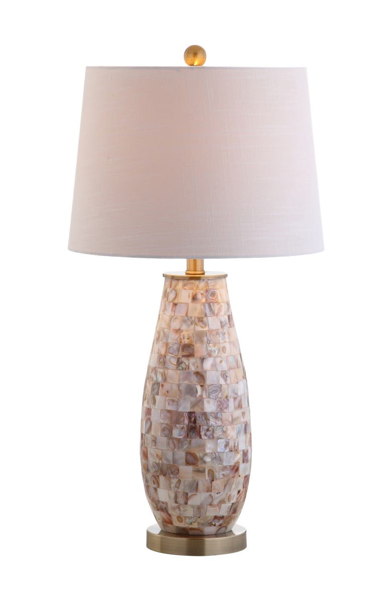 JONATHAN Y Jocelyn 28" Seashell LED Table Lamp, Natural, Main, color, Natural/Brass Gold