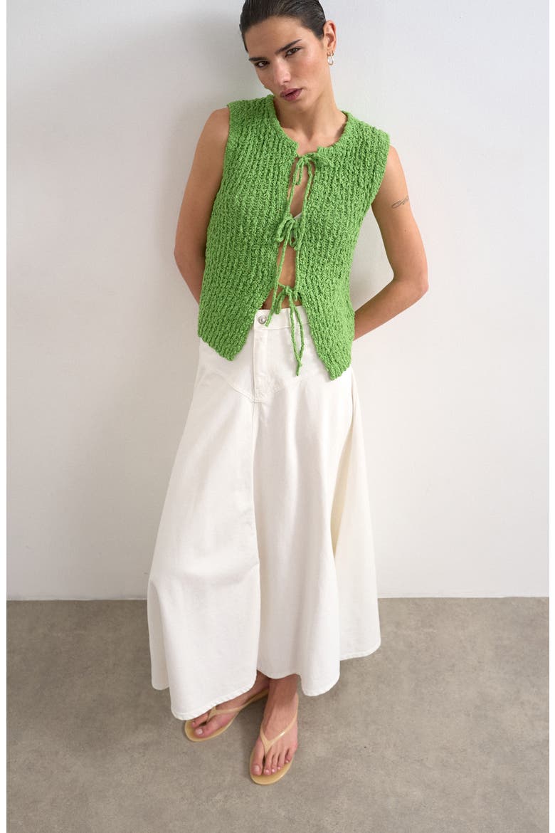 Denim Maxi Skirt, Alternate, color, WHITE