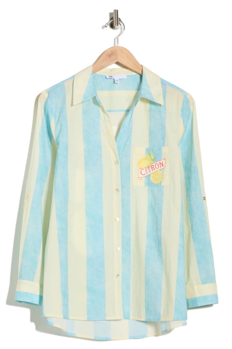 Postcard Button-Up Shirt, Alternate, color, R050 BLUE