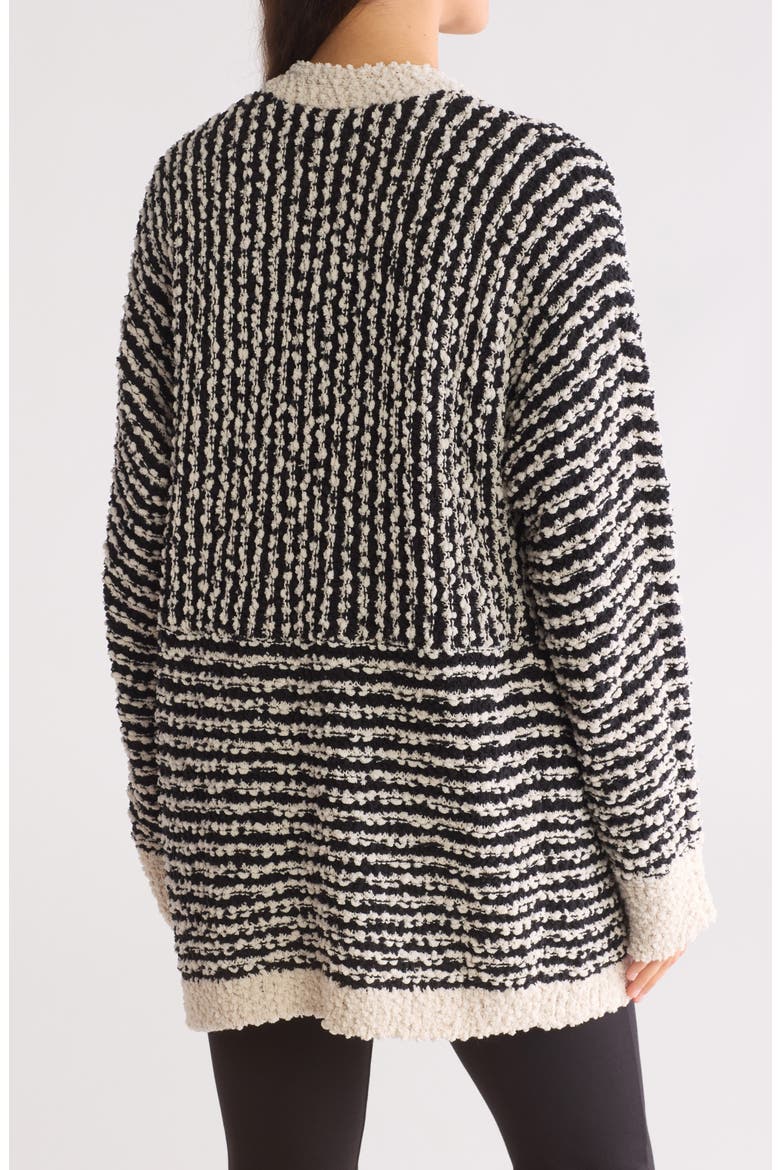 Geometric Popcorn Boucle Cardigan, Alternate, color, CREAM/BLACK