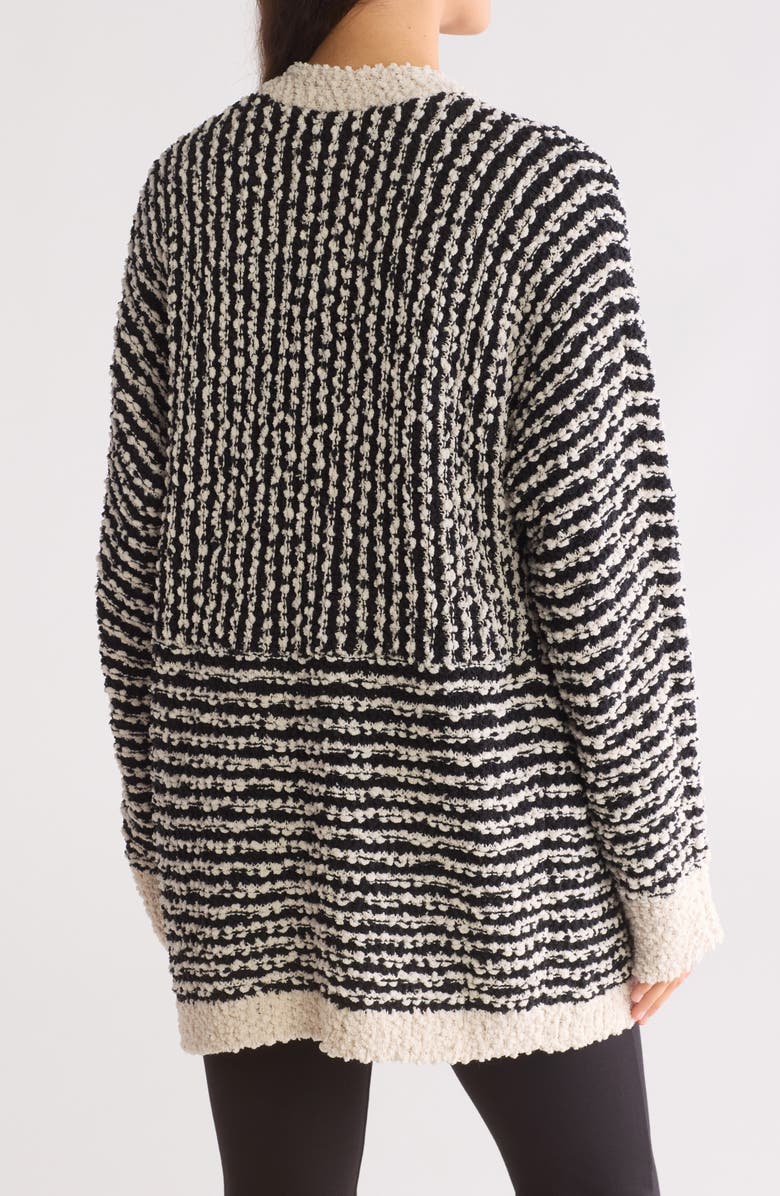 Bobeau Geometric Popcorn Boucle Cardigan, Alternate, color, Cream/ Black