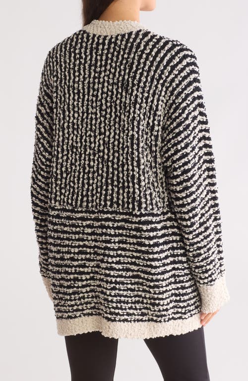 Bobeau Geometric Popcorn Boucle Cardigan In Neutral