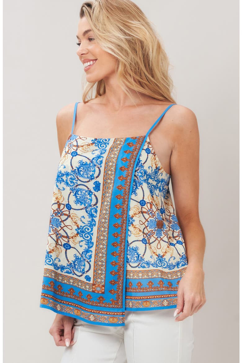 Scarf Print Cotton Camisole, Alternate, color, BLUE MULTI