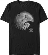 The Nightmare Before Christmas Men's The Nightmare Before Christmas Black and White Moon Scene T-Shirt