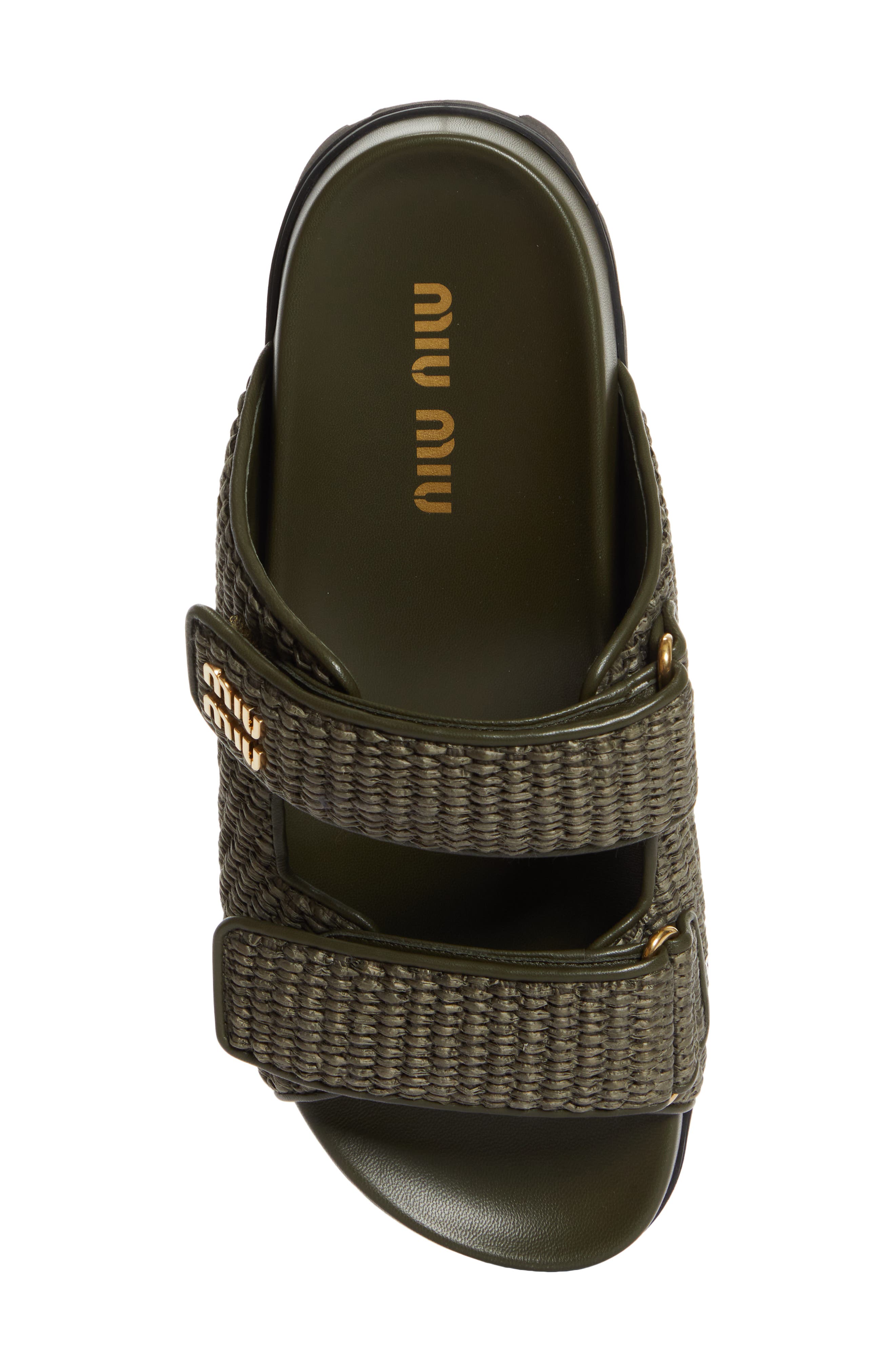 Miu Miu Raffia Double Band Slide Sandal, Alternate, color, 