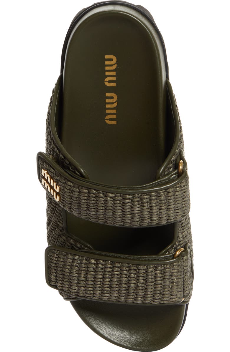 Miu Miu Raffia Double Band Slide Sandal, Alternate, color,