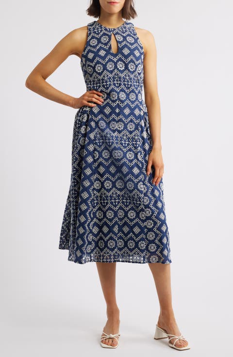 Soraia Eyelet Embroidery Midi Dress