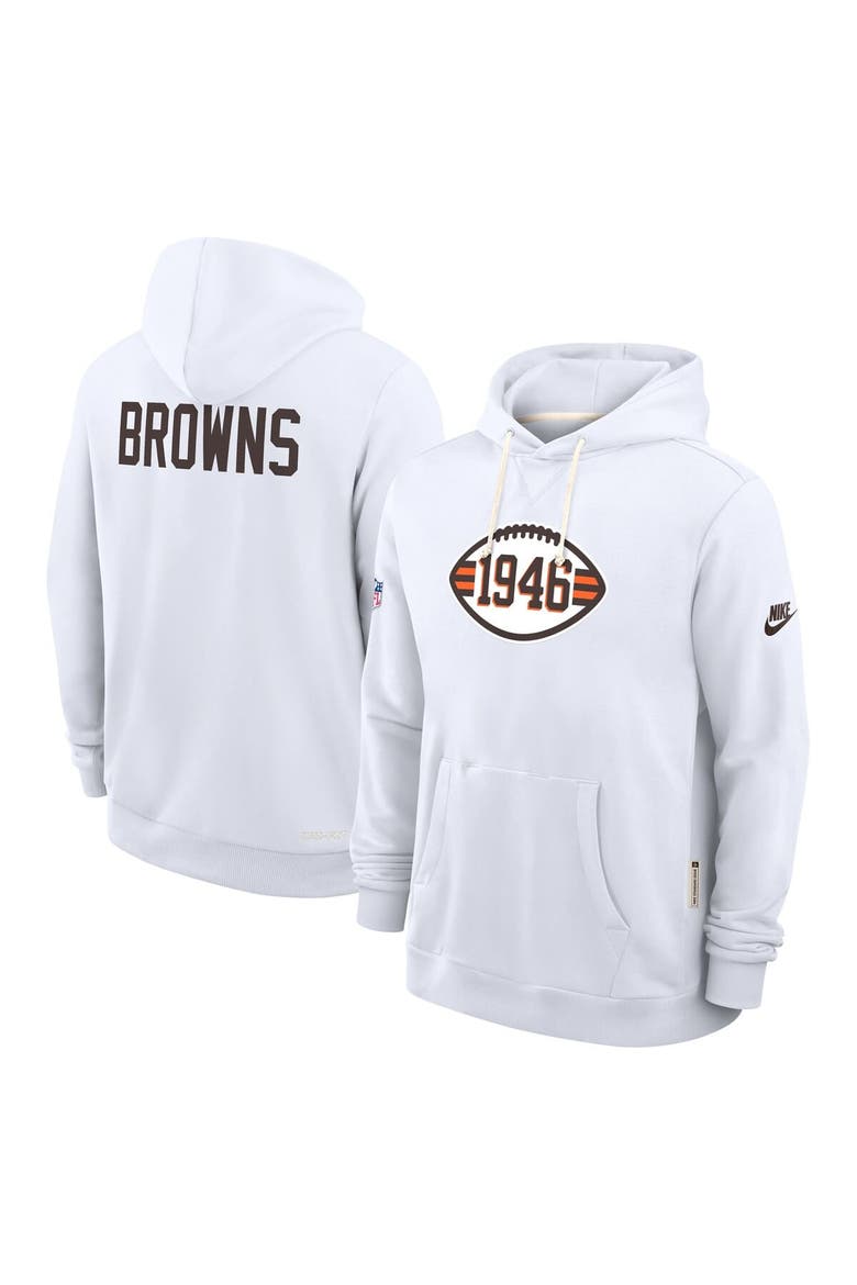 Men's Nike White Cleveland Browns Sideline Standard Issue Alt 2 Dri-FIT Hoodie, Alternate, color, White