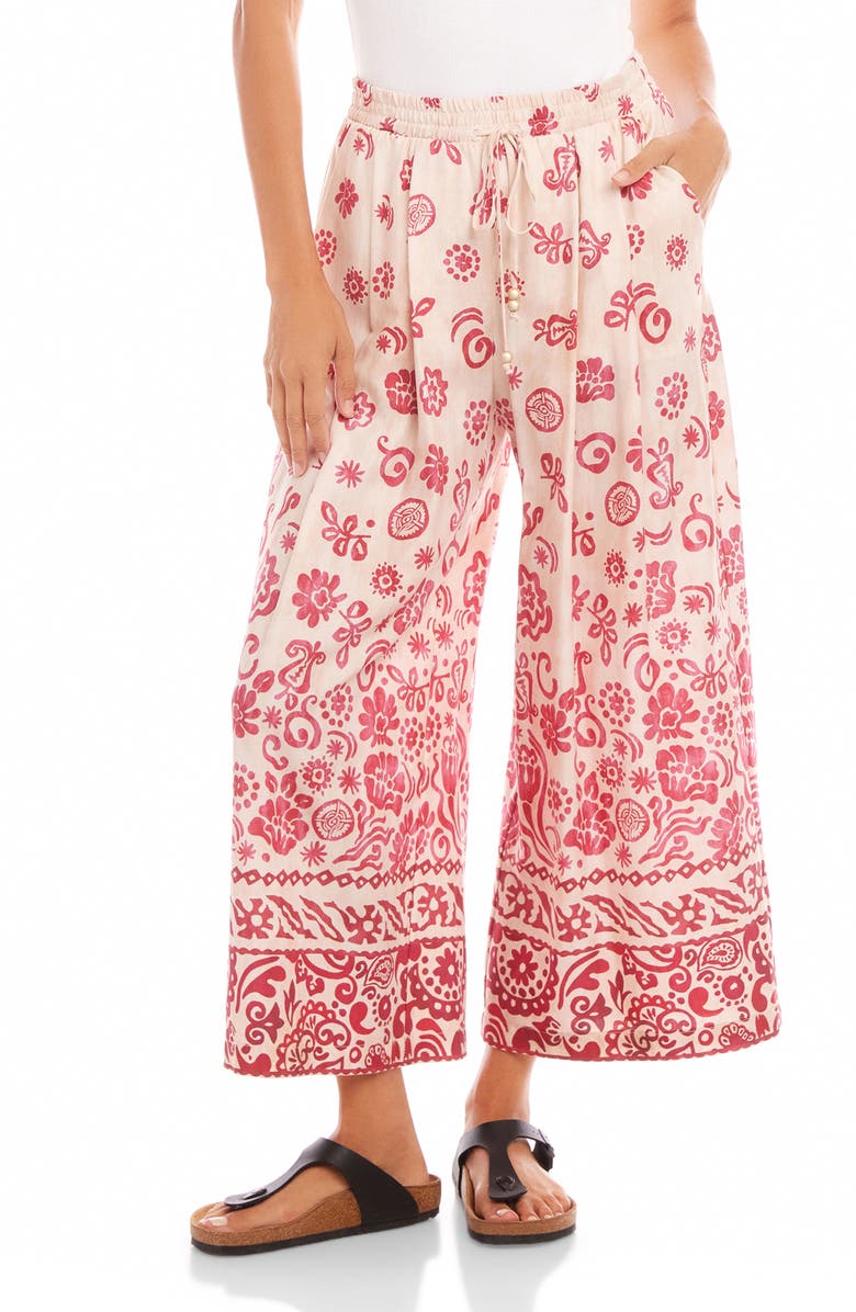 FIFTEEN TWENTY Etta Wide Leg Crop Drawstring Pants, Main, color, Print