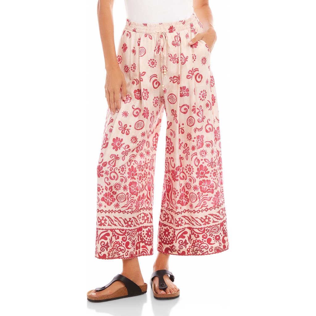 Shop Fifteen Twenty Etta Wide Leg Crop Drawstring Pants In Print