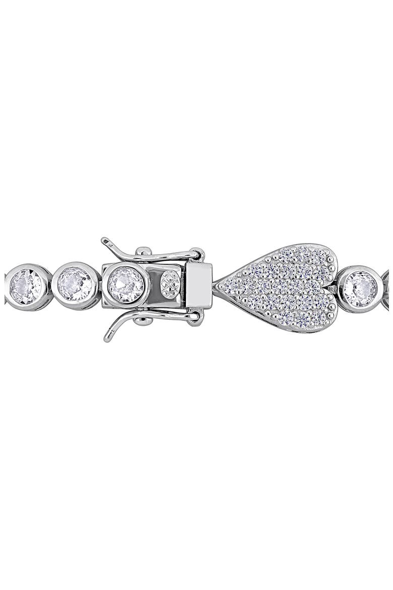 Lab Created White Sapphire Heart Station Bracelet, Alternate, color, WHITE