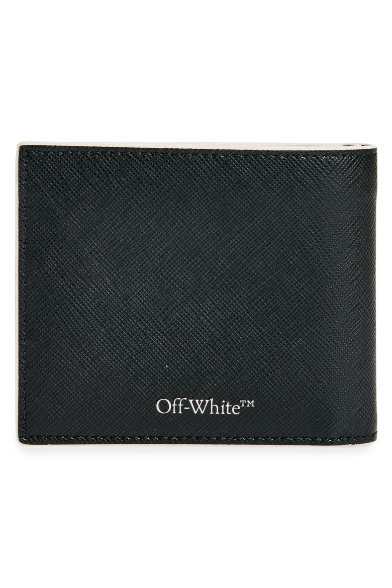 Logo Monogram Leather Bifold Wallet, Alternate, color, BLACK-WHITE