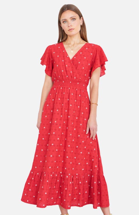 Broderie Anglaise Wrap Midi Dress