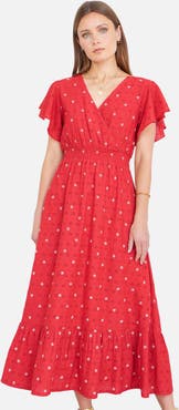 Yumi Broderie Anglaise Wrap Midi Dress