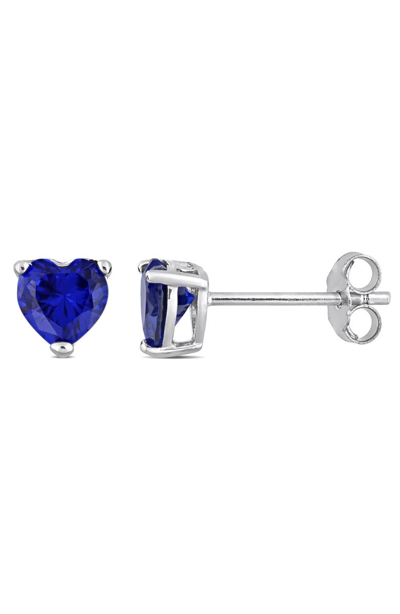 Julianna B. Color Zirconia Heart Stud Earrings, Main, color, Blue Cz