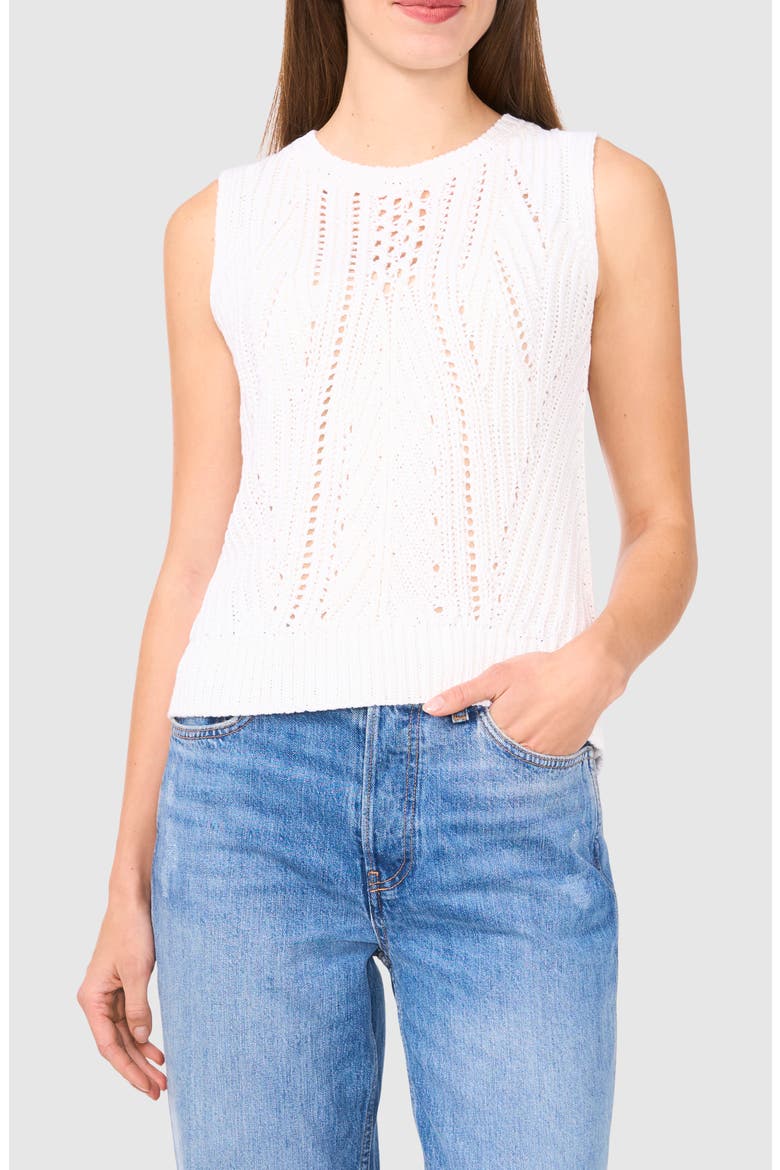 Open Stitch Sleeveless Sweater, Main, color, BRIGHT WHITE