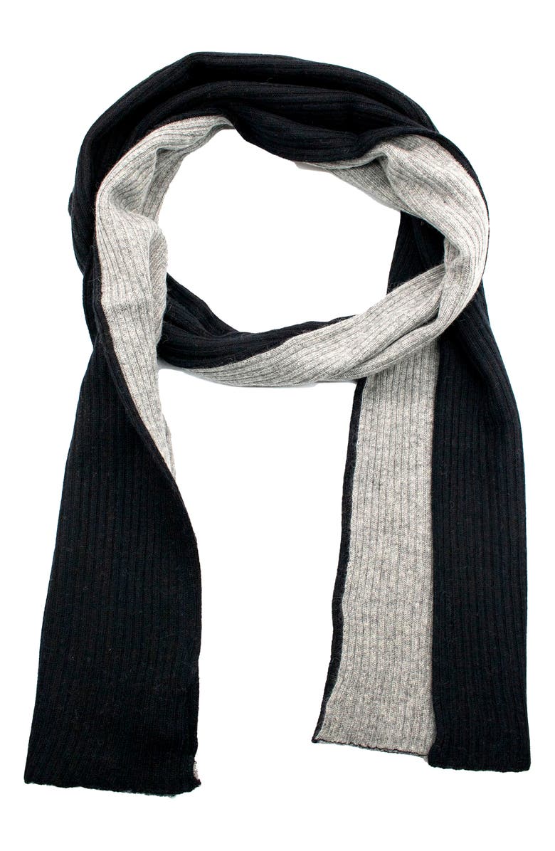 Portolano Two-Tone Rib Scarf, Main, color, Black/ Light Grey